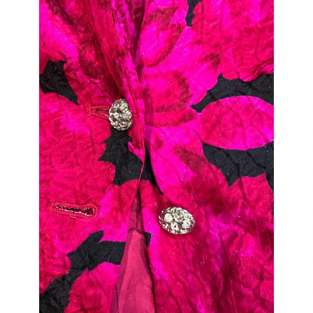 Vintage Rickie Freeman Teri Jon Silk Brocade Strapless Dress Set Fuchsia Black 6